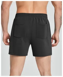 Detailed back view of black men's breathable modal sports shorts with pockets
