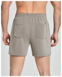 Rear view of men's breathable modal shorts in grey with elastic waist and dual back pockets