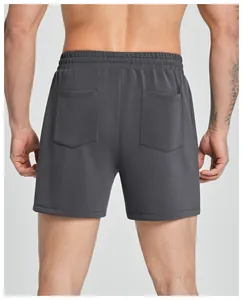 Close-up back view of men's charcoal grey breathable modal athletic fitness shorts
