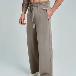 Men's premium breathable modal straight-leg casual pants in elegant taupe color