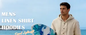 Leichtes Leinenhemd für Herren mit Kapuze für den Strand im lässigen Sommer-Stil