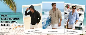 Herren Sommer Leinenkapuzenpullover in verschiedenen Farben für den Strandurlaub
