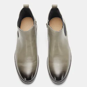 Bottines Chelsea classiques pour hommes avec bout bruni et fermeture éclair latérale