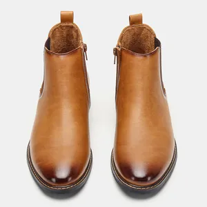 Bottines Chelsea classiques marron pour hommes avec fermeture éclair latérale