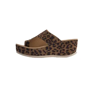 Modische Damen Flip-Flop Sandalen mit Keilabsatz und Leopardenmuster für die Freizeit