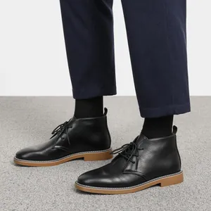 Heren Plus Size Mode Casual Desert Boots Retro Kunstleer Vetersluiting Chukka Laarzen Antislip Mode Comfortabel Halfhoge Laarzen