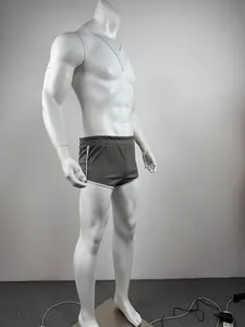 Detailed side view of men's ribbed athletic shorts with contrast binding