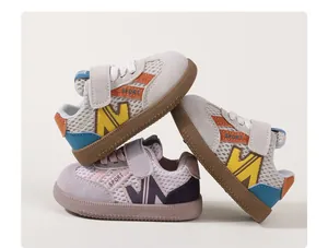 Breathable mesh toddler sneakers with secure velcro straps and soft anti-slip soles for boys.