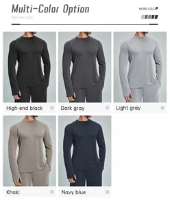 Opzioni di colore dettagliate per maglie sportive a manica lunga da uomo traspiranti