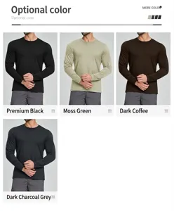 Men's merino wool blend long sleeve athletic shirts available in multiple color options