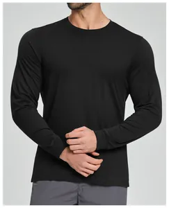 Close-up detail of black men's long sleeve shirt made from Lyocell and Merino wool blend