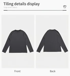 Detailansichten von Vorder- und Rückseite des grauen Langarm-Sportshirts für Herren
