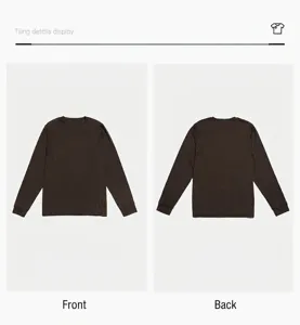 Front and back macro views of a men's dark brown long-sleeve sports t-shirt