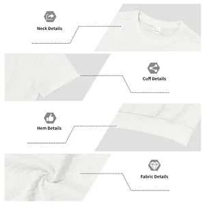 Detailopname van een wit T-shirt voor heren met details van de hals en de wafelstructuur.