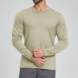 Men's Lyocell Merino Wool Blend Long Sleeve Sport T-Shirt Breathable Skin Friendly Fitness Outdoor Activewear Top