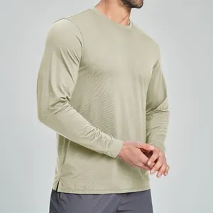Men's Lyocell Merino wool blend long sleeve sports shirt in sage green.