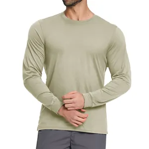 Men's Lyocell Merino wool blend long sleeve shirt for outdoor fitness in sage green
