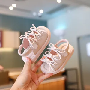 Sandales d'Été pour Bébés Filles Semelle Souple Chaussures de Marche Antidérapantes Nœud Papillon Sandales de Plage Respirantes