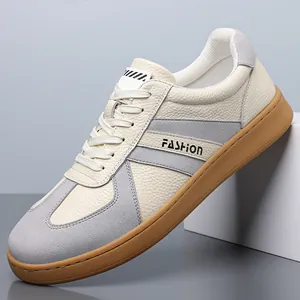 Men's vintage GAT sneakers with cream leather and grey suede panels