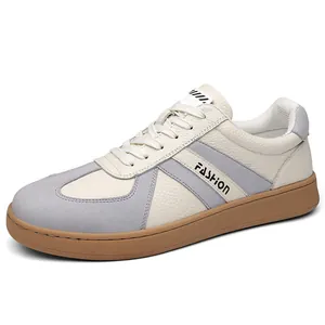 Vintage men's German Army Trainers with pebbled leather and suede in white and grey