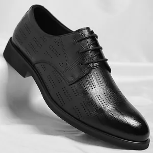 Chaussures Habillées en Cuir Recyclé pour Hommes Ajouré Respirant Bout Pointu Chaussures Oxford Derby pour Mariage Bureau