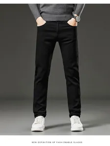 Vaqueros negros de corte ajustado para hombre, pantalones elásticos y muy cómodos