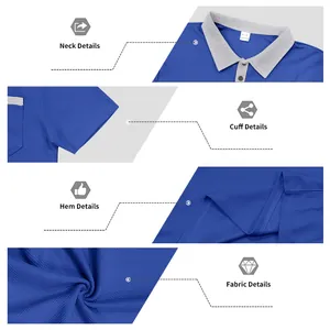 Detail view of men's waffle knit polo shirt showing neck, cuff, and fabric texture