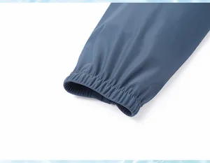 Close-up view of the elastic cuff detail on a breathable blue ice silk sun protection jacket