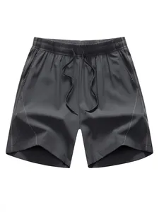 Men's dark grey quick-dry sports shorts with drawstring waist and side pockets