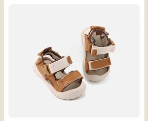 Close-up of children's sandals with soft non-slip sole and adjustable straps