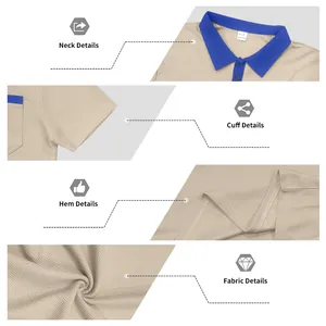 Detailed views of waffle knit polo shirt showing neck, cuff, and fabric texture