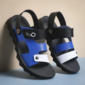 Sandalias de verano para niños con suela blanda y cuero de microfibra azul