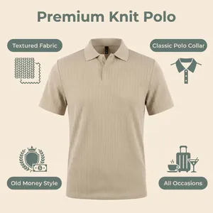 Polo en maille premium pour hommes avec tissu jacquard texturé et col polo classique élégant