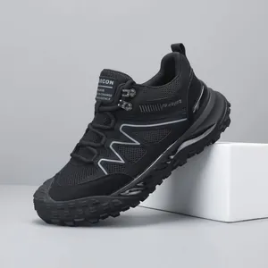 Men's Outdoor Hiking Shoes Breathable Non-slip Casual Cow Leather Fabric Sports Sneakers For Trekking Mountaineering