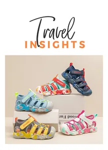 Colorful closed-toe outdoor children's sandals in five vibrant colors with velcro straps