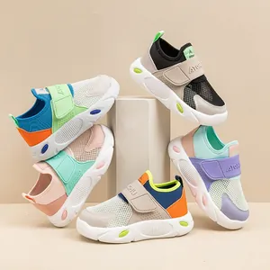Zomer Kinderen Gaas Ademend Sneakers Voor Jongens Meisjes Synthetisch Leer Stof Casual Hardloopschoenen Lichtgewicht Klittenband