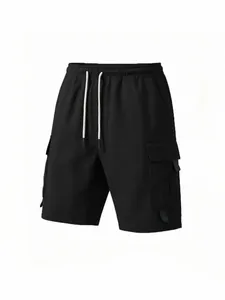 Lässige schwarze Cargo-Shorts für Herren mit Kordelzug und vielen Funktionstaschen