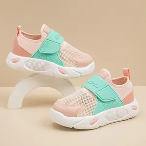 Ademende roze en mintgroene mesh sneakers voor kinderen, zomer hardloopschoenen