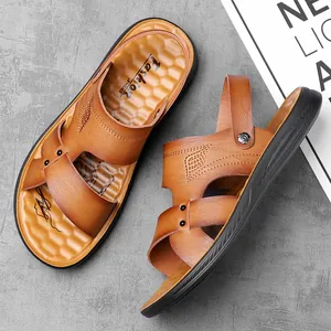 Braune Herren Ledersandalen mit atmungsaktivem Design für den Sommer im Freien