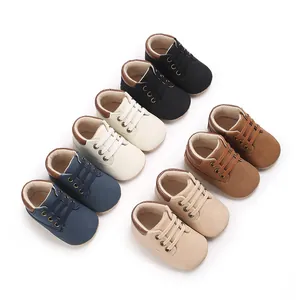 Various colors of soft sole PU leather baby high-top pre-walker shoes for infants