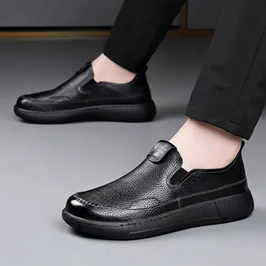 Mocassins Décontractés en Cuir Véritable pour Hommes Semelle Souple Respirante à Plateforme Slip-on Rocker Chaussures Été Printemps Sneakers