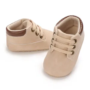 Soft khaki suede baby boy pre-walker sneakers for 0-1 year old infant walking shoes