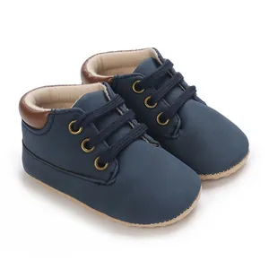 Comfortable navy blue soft-sole pre-walker sneakers for infant boys 0-1 year old