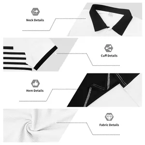 Vues détaillées du polo en maille gaufrée : col, poignets, ourlet et texture fine du tissu