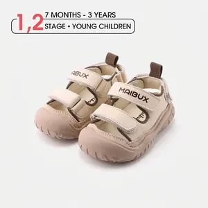Sandalias Deportivas de Punta Cerrada para Niños y Niñas Cuero de Microfibra Suela Blanda Verano Antideslizante Transpirable Cierre de Velcro