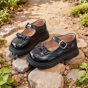 Scarpe Mary Jane da Bambina con Fiocco Lolita Principessa Ballerine in Pelle Sintetica Traforate Scarpe da Scuola per Bambini Platform Comode