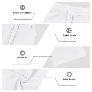 Detailansicht der weißen Leinenhose mit Bund, Taschen, Fuß und Stoffstruktur