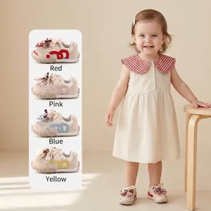Stylish infant girls' breathable mesh sneakers with anti-slip soles in four colors