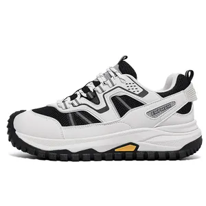 Breathable white and black mesh safety shoes with MD sole and anti-smashing design