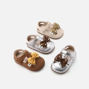 Cute toddler girl sandals with bowknots and soft soles in multiple colors